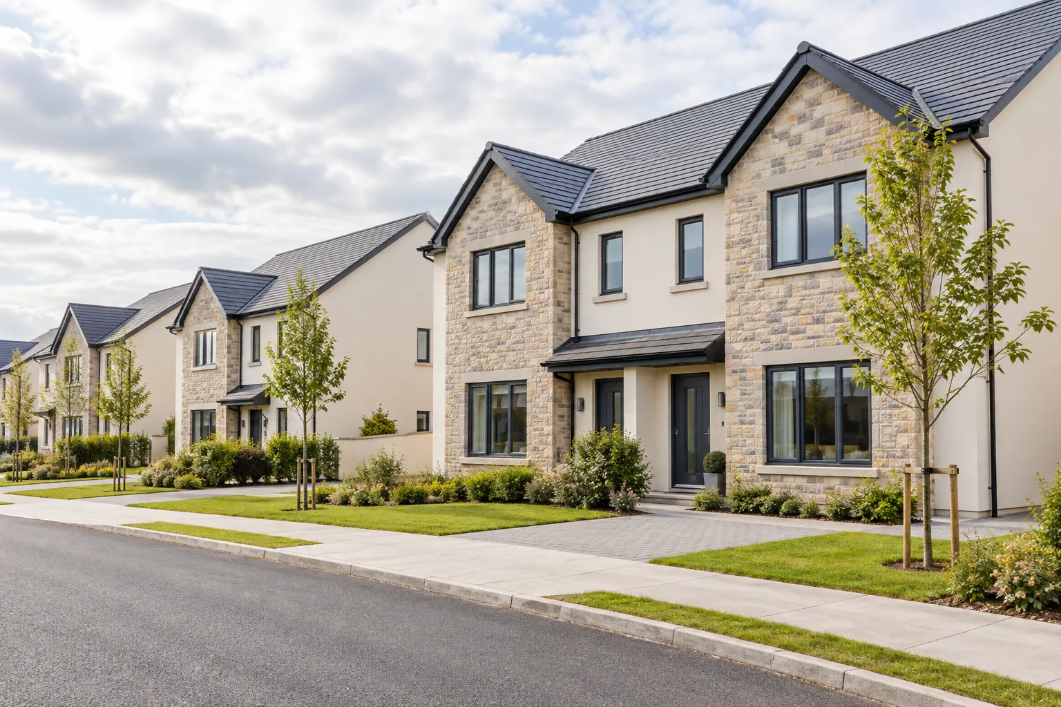 Illustrative image of newly built houses inspired by homes around Castletroy and Mungret, Limerick